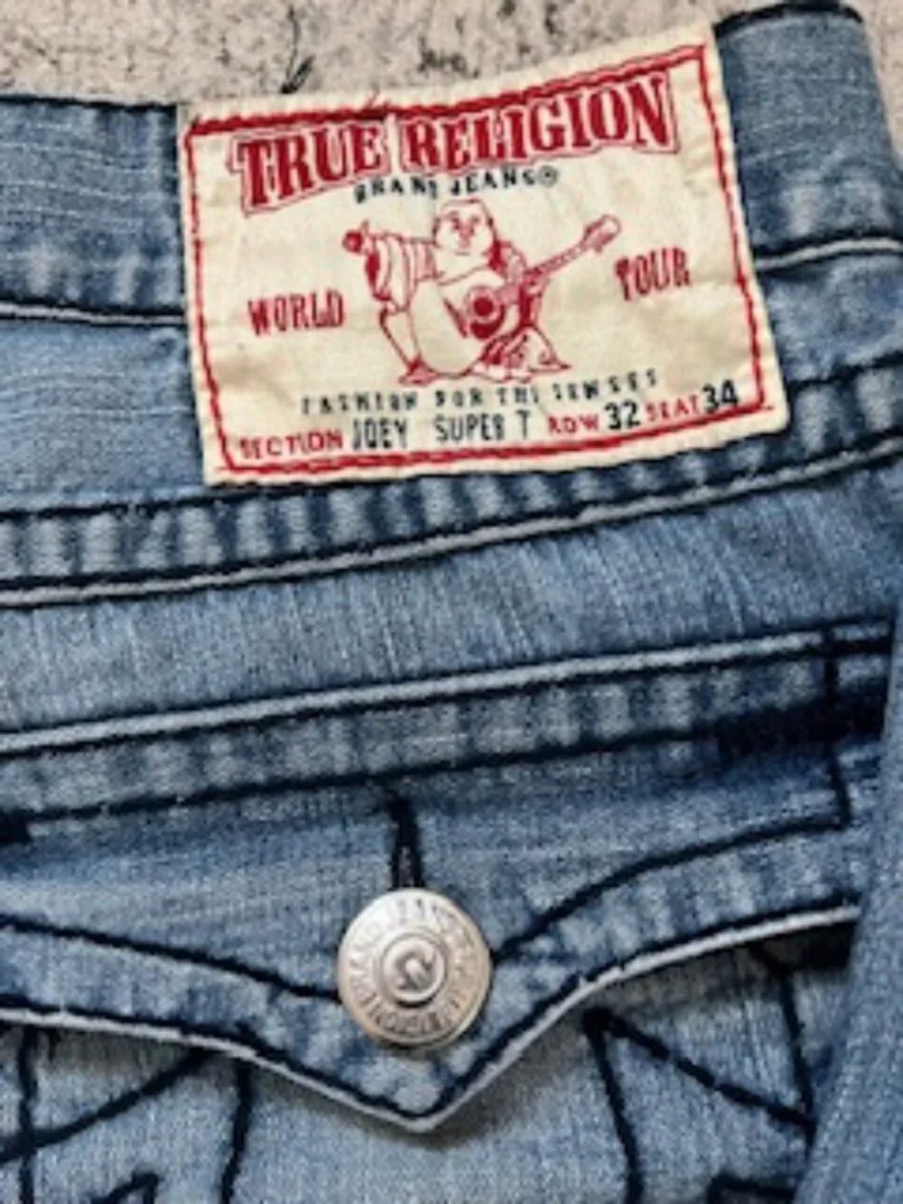 True Religion Brand Jeans Joey Super T Row 32 Seat 34